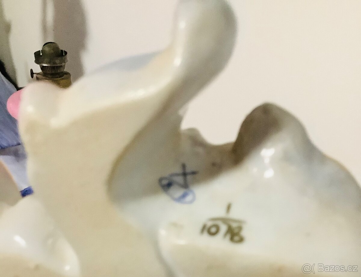 Staré porcelánové stolní zrcadlo Německo - 4