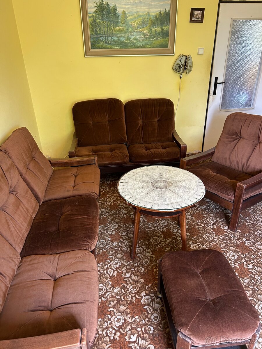 Retro dřevěná sedací souprava - 4