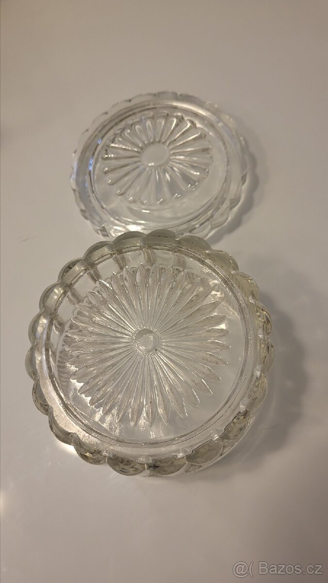 MISKA Z MASIVNÍHO LISOVANÉHO SKLA S VÍČKEM - 4