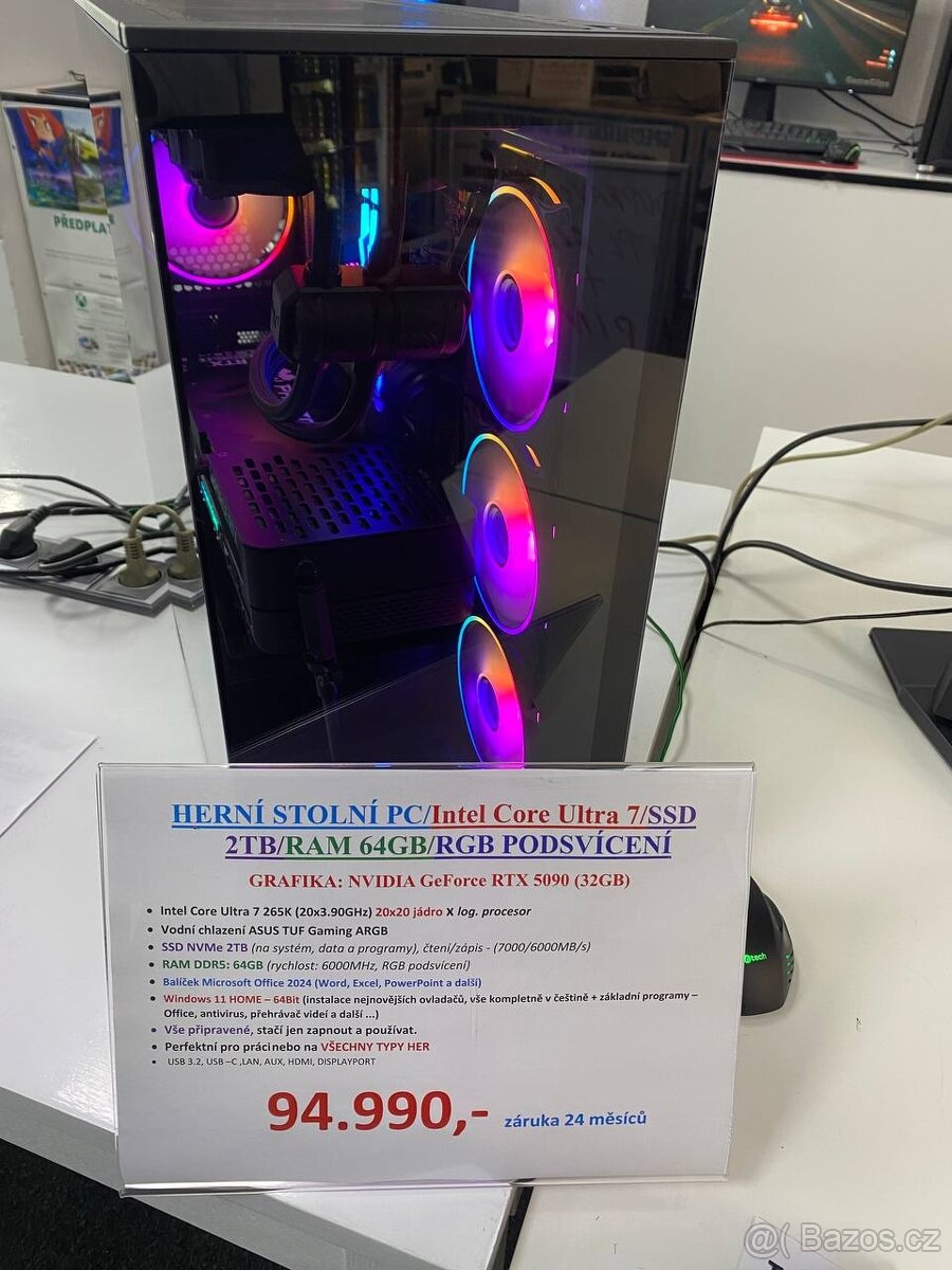 HERNÍ STOLNÍ PC/Intel Core Ultra 7/SSD 2TB/RAM 64GB/RGB PODS - 4