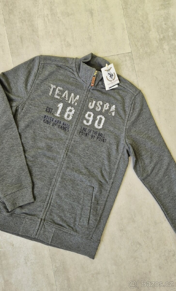 Šedá pánská mikina U.S.Polo - 4