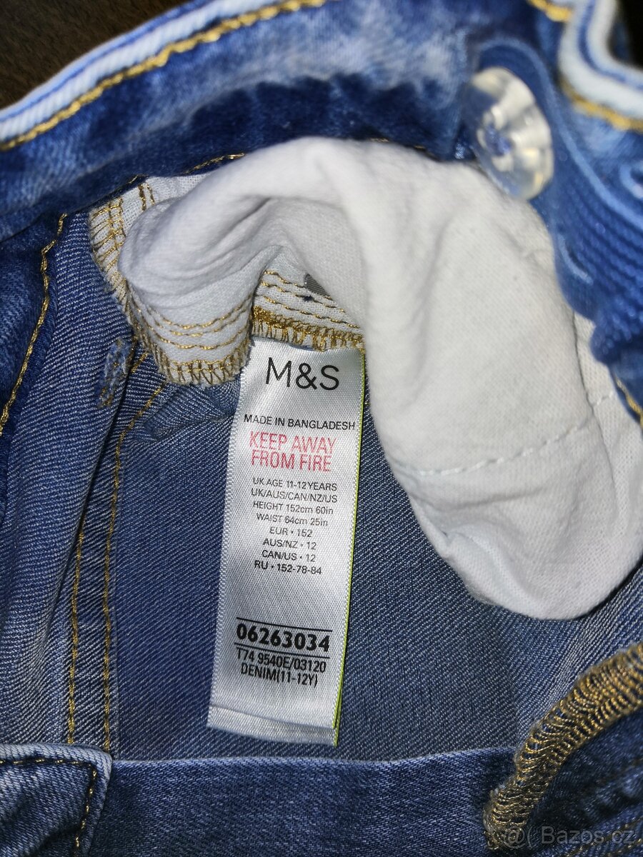 Divcí džíny s pajetkovými lampasy M&S vel. 152 - 4