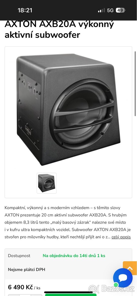 AXTON AXB20A výkonný aktivní subwoofer - 4