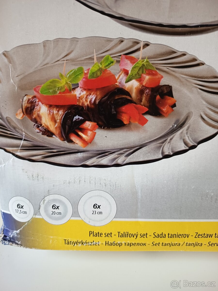 Sada talířů z kouřového skla, 17 kusů - 4