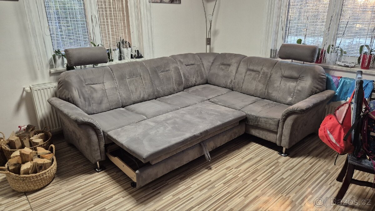 Rohová sedací souprava pravá, rozkládací - 4
