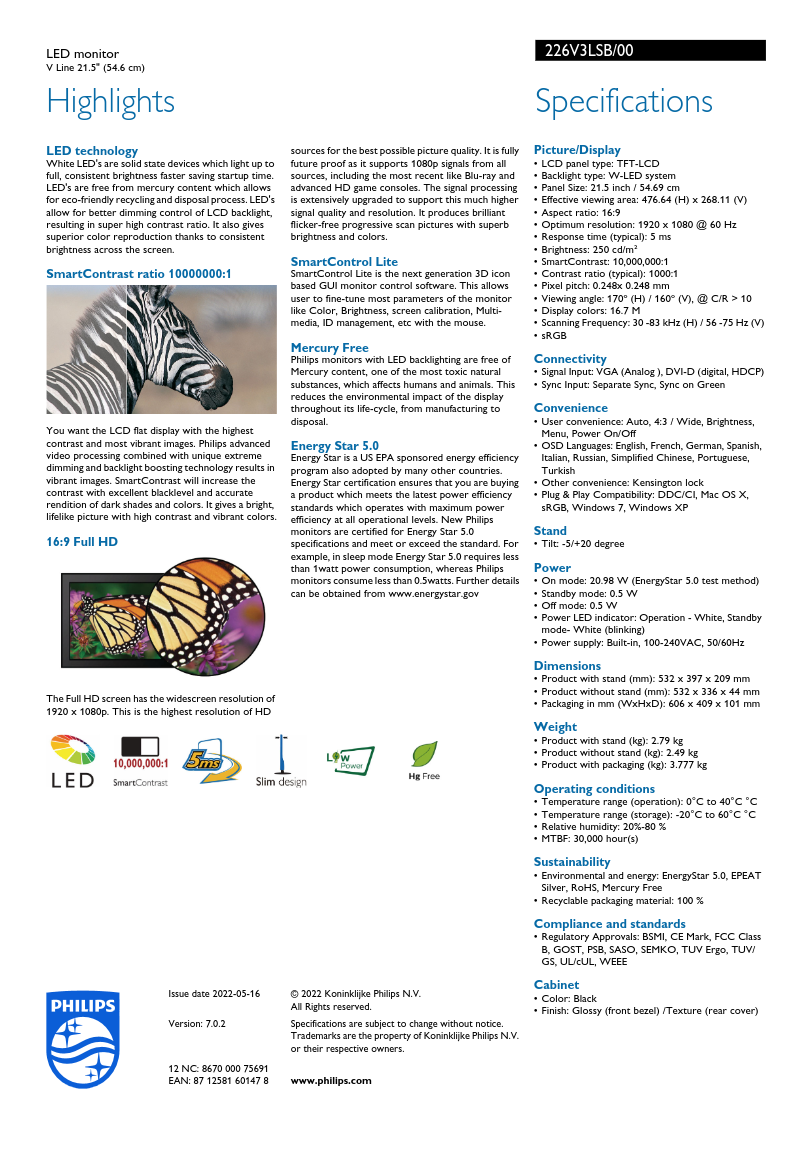 Monitor Philips 226V3L - 4