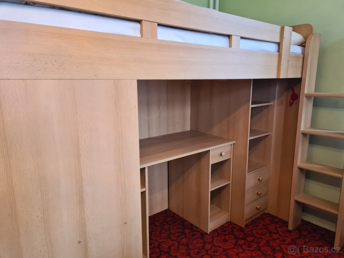 Postel multifunkční vč. skříně a psacího stolu - 4