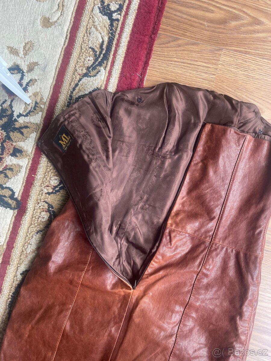 Nádherné kožené šaty s pštrosím peřím,vel. S-M - 4