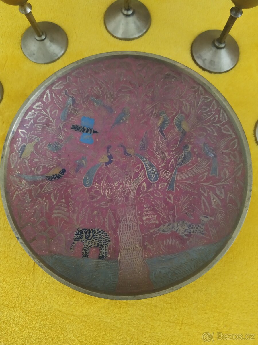 Mosazné pohárky + miska - 4