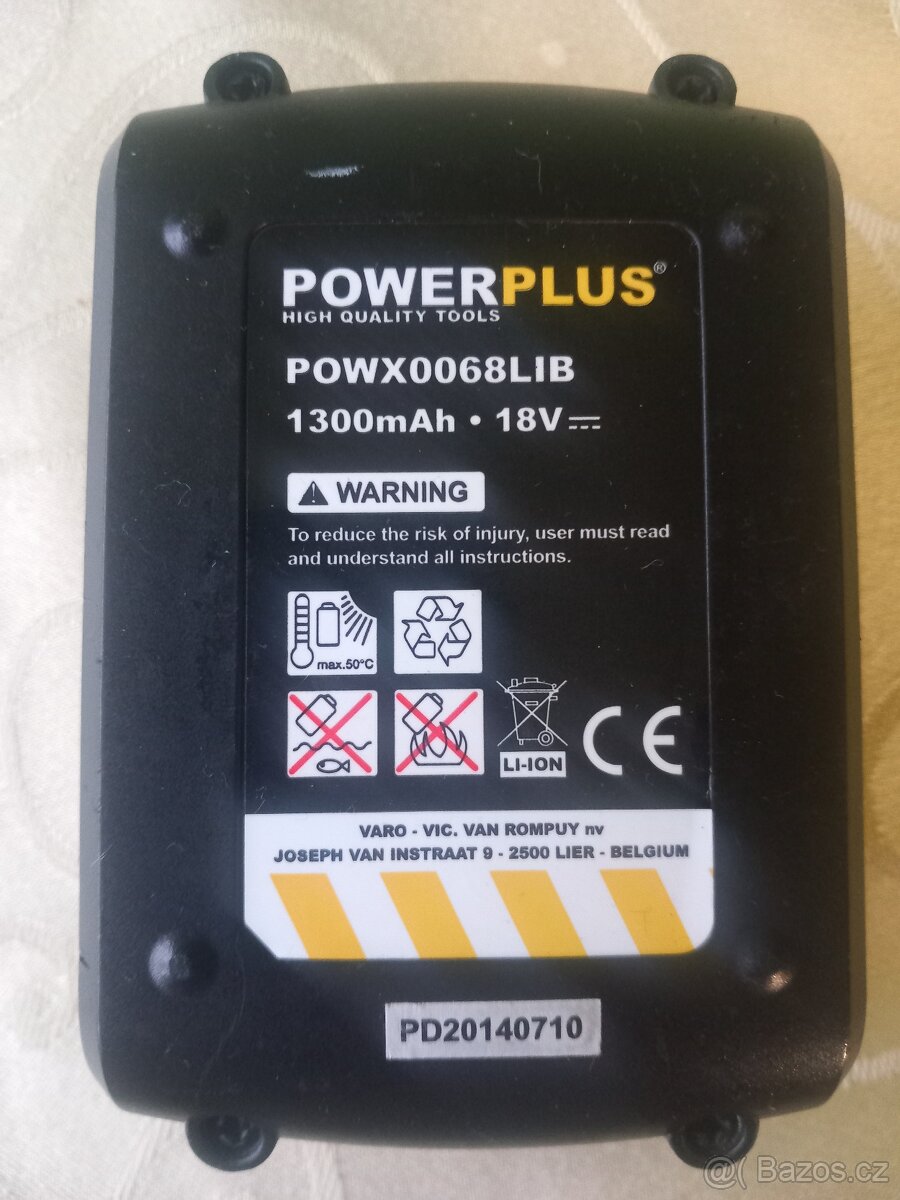 PowerPlus 18V 1300mAh, 2ks + nabíječka + napájecí kabel - 4