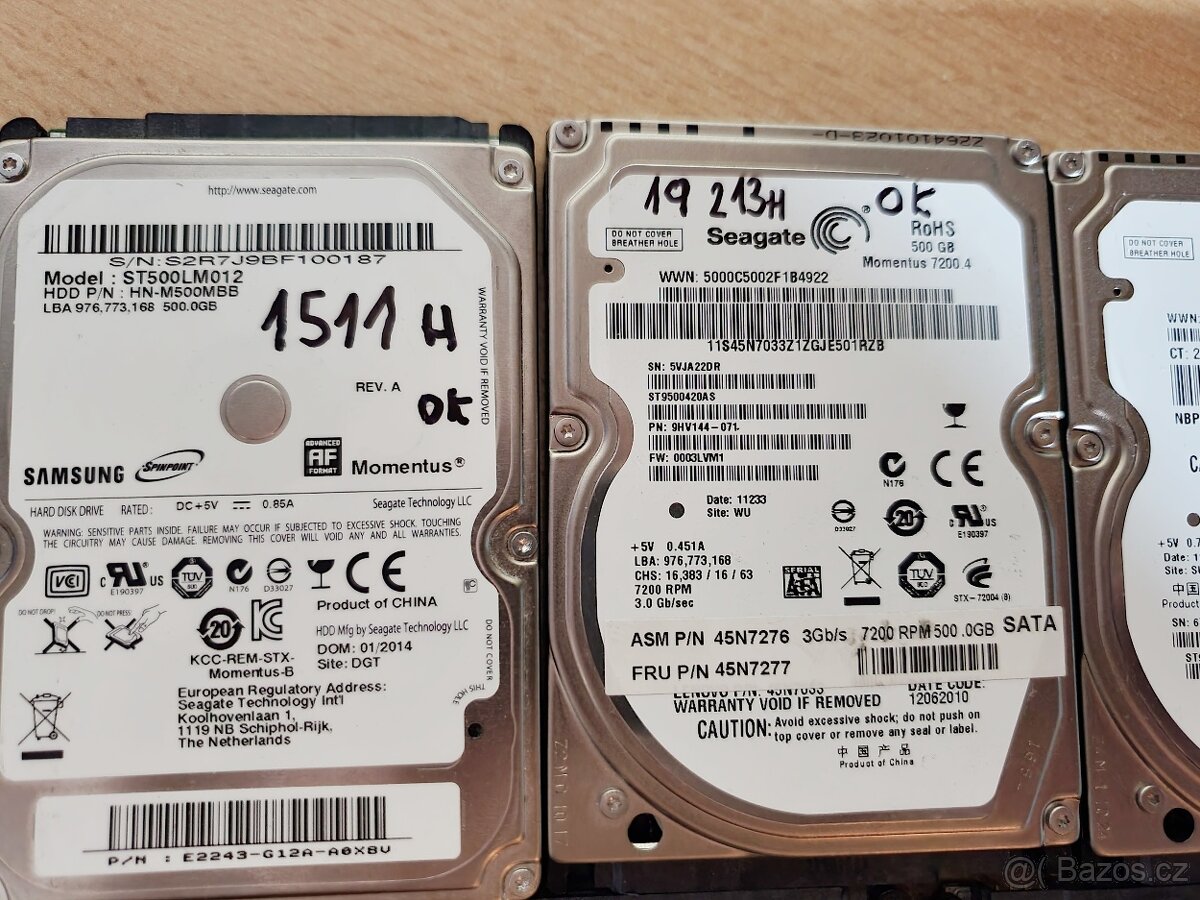 6x500gb a 1x 750gb hdd sata do Notebooku. - 4