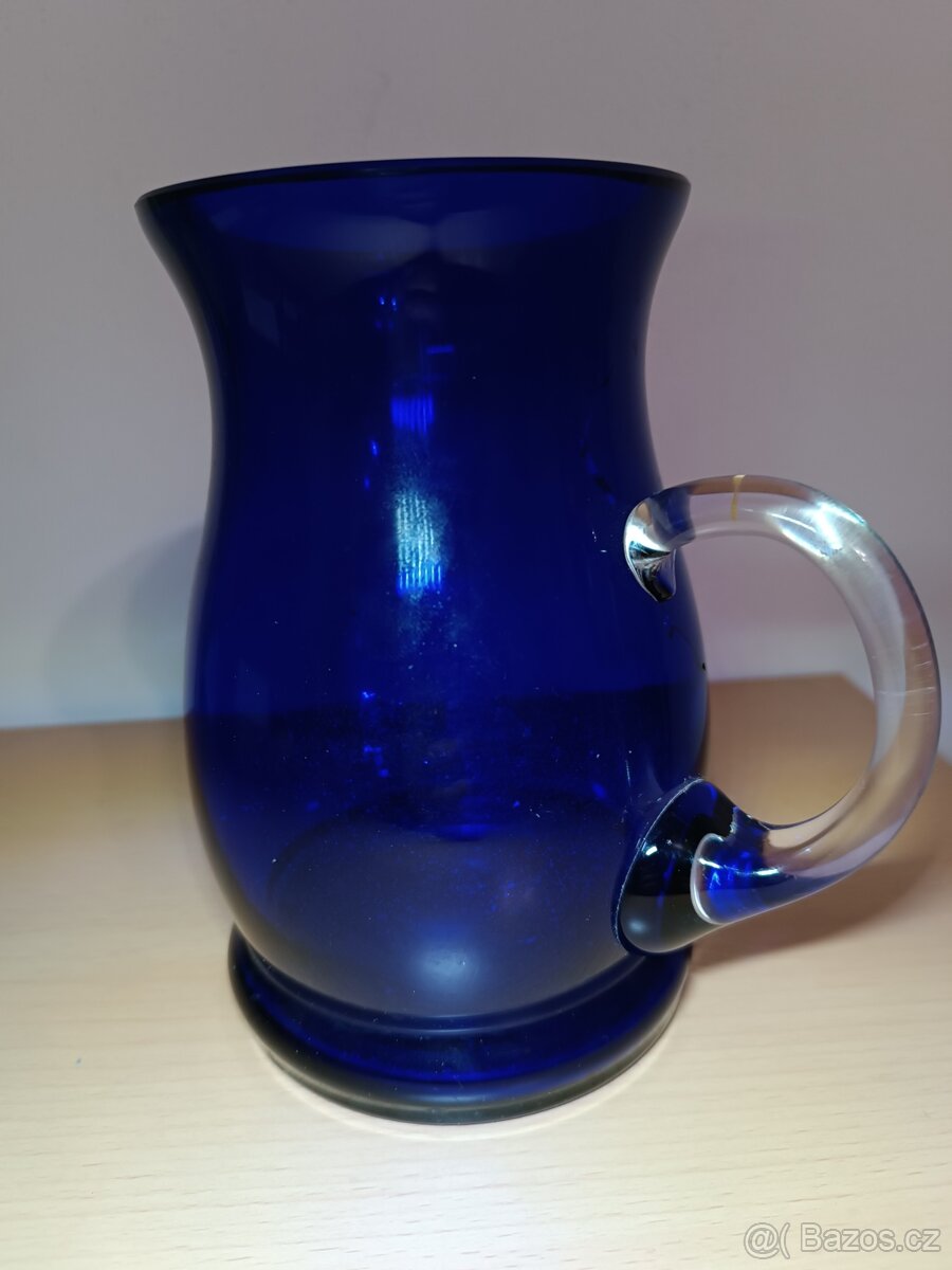 Krásný půllitr, masivní kobaltové sklo - 4