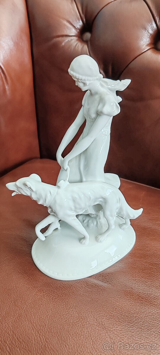 starožitná porcelánová soška, art deco - 4