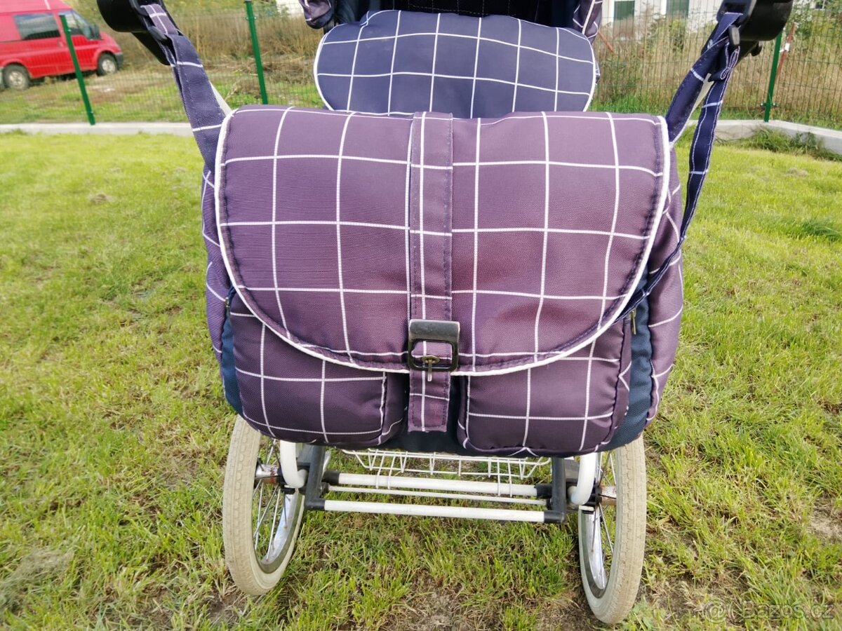 Retro proutěný kočárek dvojkombinace pro miminko - 4