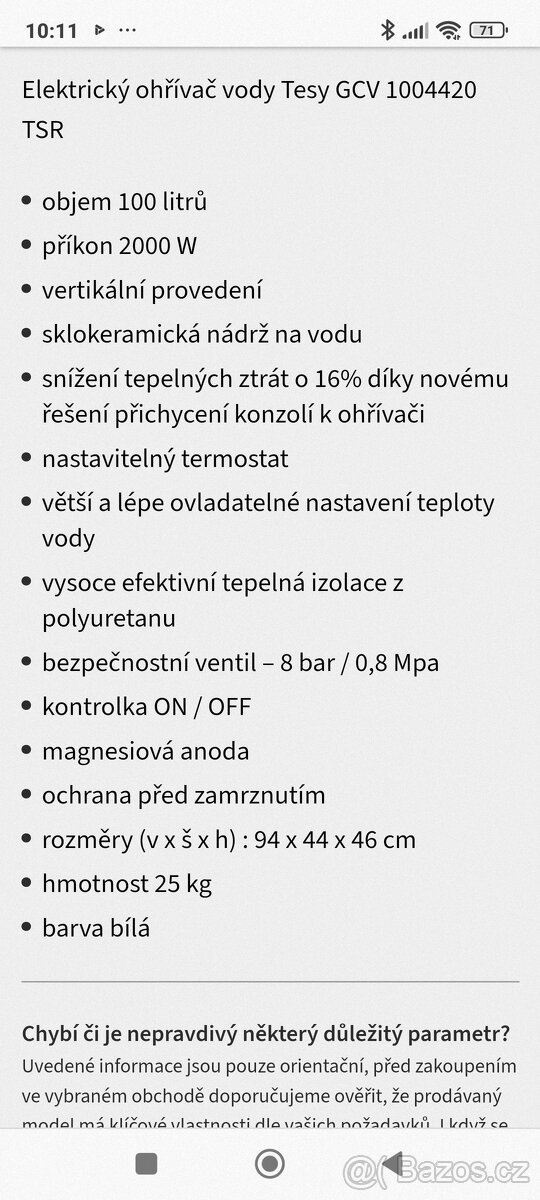 Elektrický ohřívač vody Tesy - 4