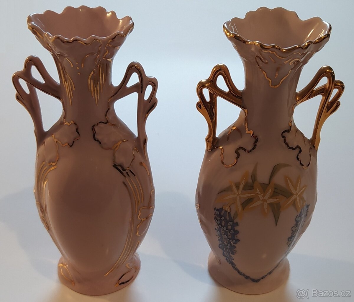 Zlacený, růžový porcelán Haas & Cžjžek - 4