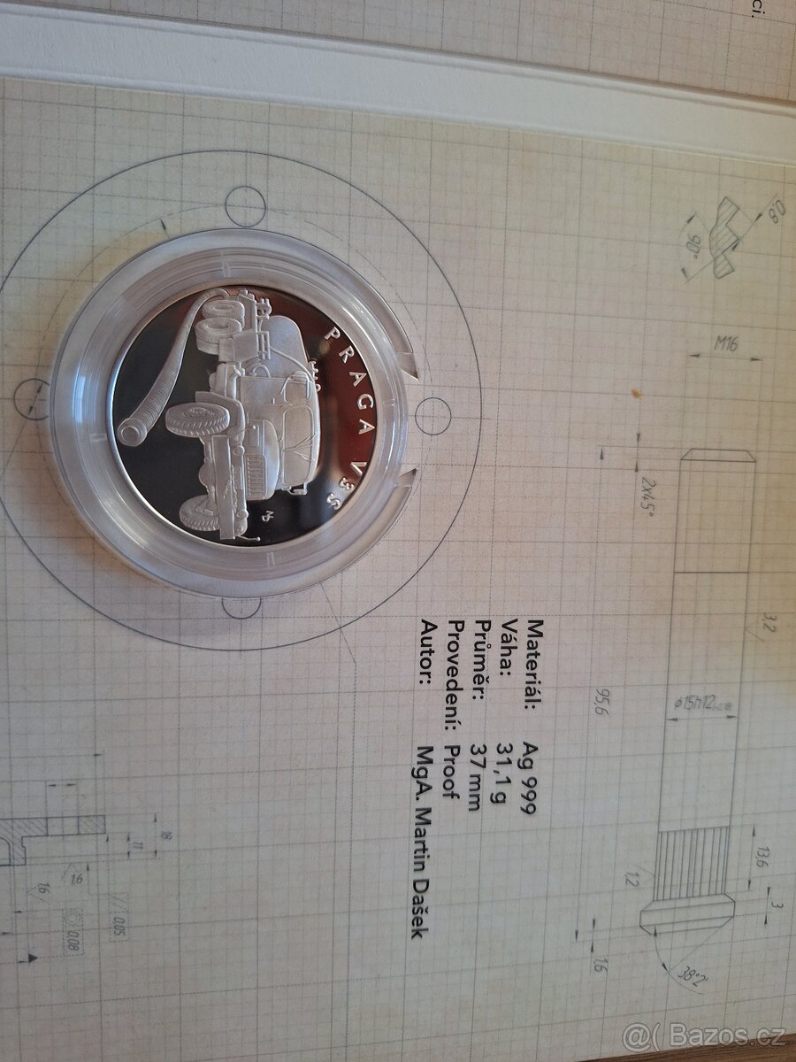 2024 NA KOLECH STŘÍBRNÁ MINCE PRAGA V3S + BOX. - 4