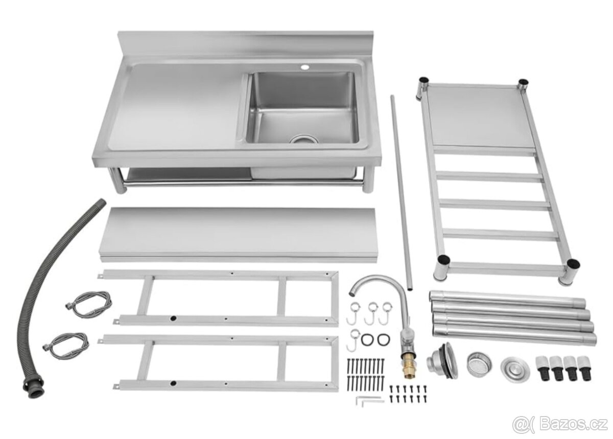 Gastro dřez na nožičkách s policemi - 4