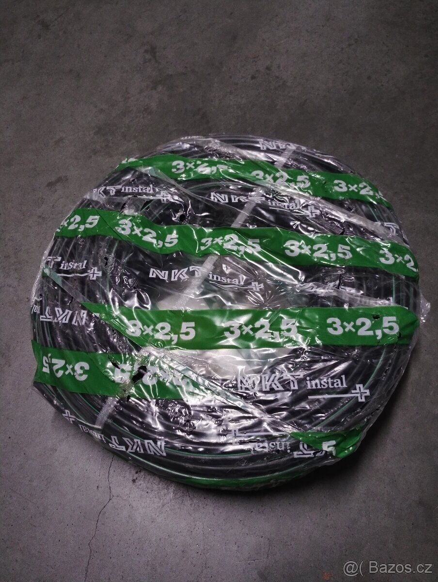 Prodám kabely NKT instal PLUS CYKY-J 3x2,5 RE - kruh 100 - 4