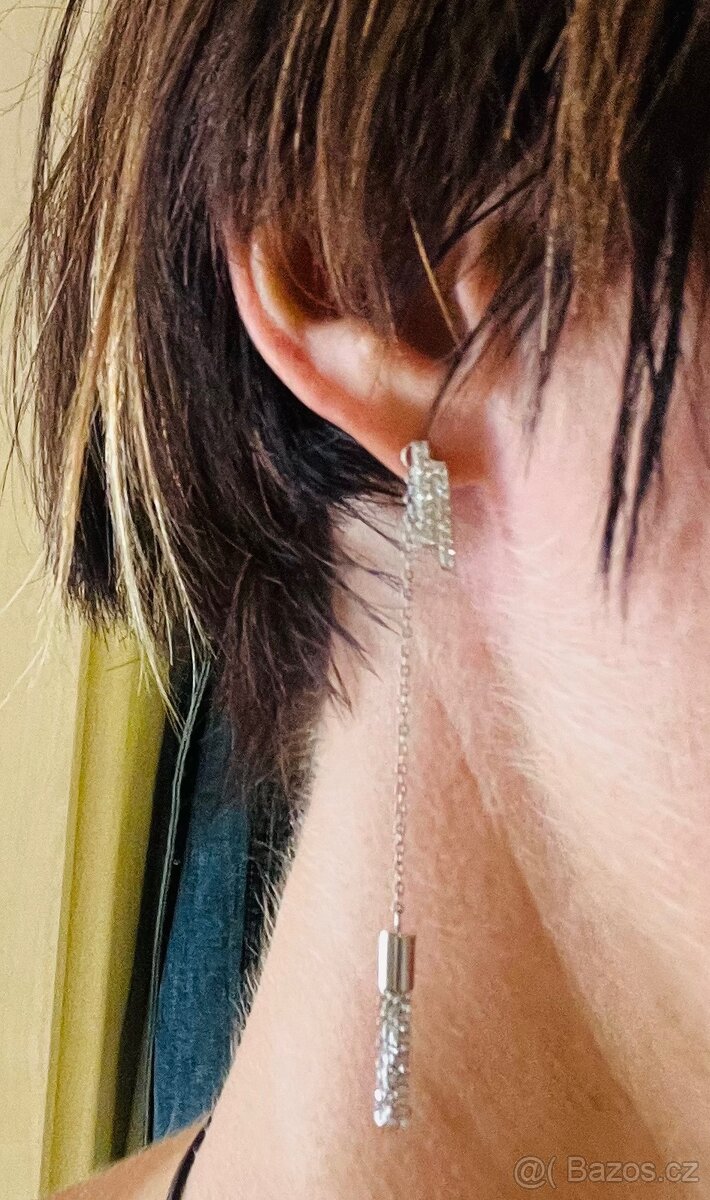 Krásné náušnice 2v1, Preciosa, chir. ocel, nové, sleva 850 - 4