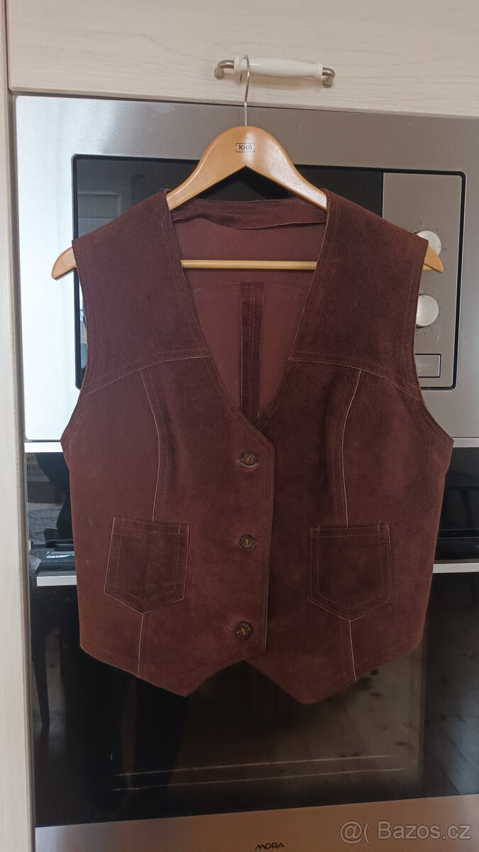 Dámská kožená vesta hnědé barvy Gala Prostějov, vel.50 - 4
