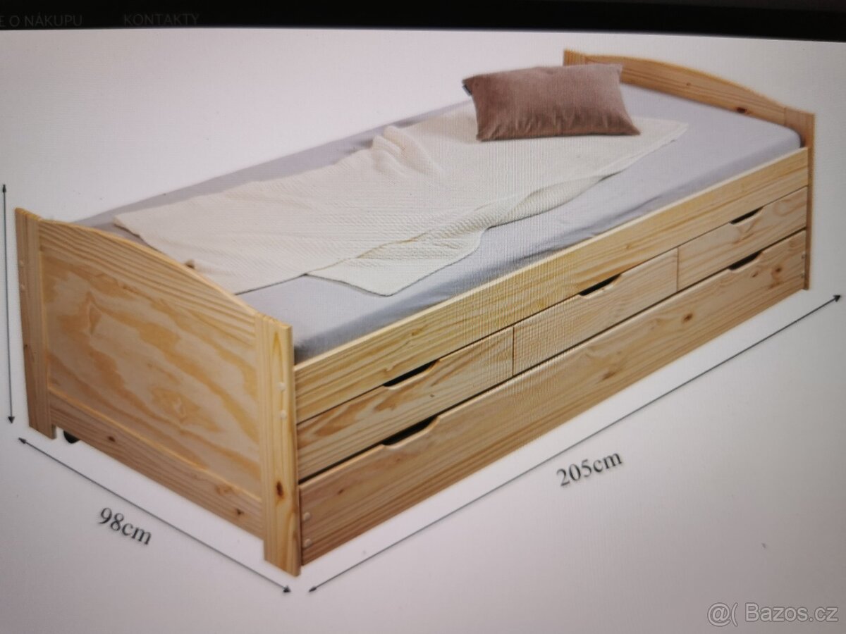 Postel s přistýlkou - druhé lůžko a 3x úložné prostory - 4