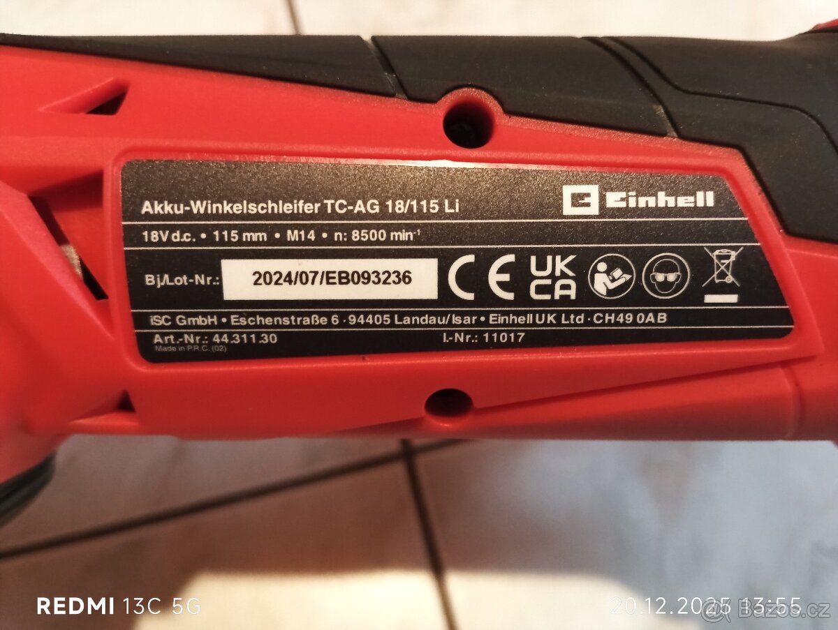Aku úhlová bruska Einhell 115 - 4