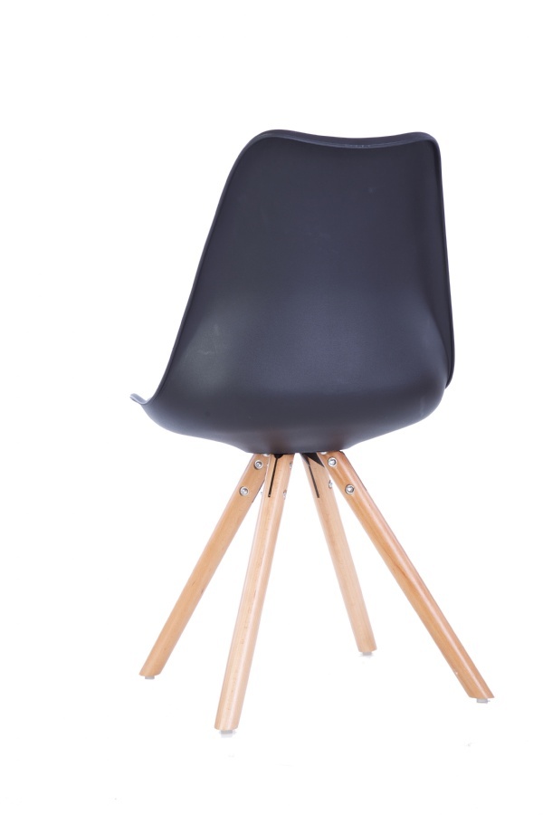 Židle s polstrovaným podsedákem z koženky - černá matná - 4