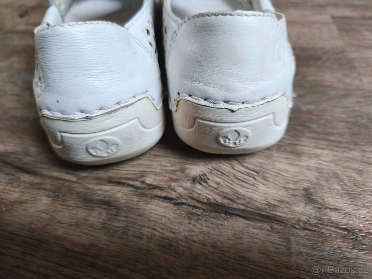 Bílé kožené balerínky RIEKER v.40 - 4