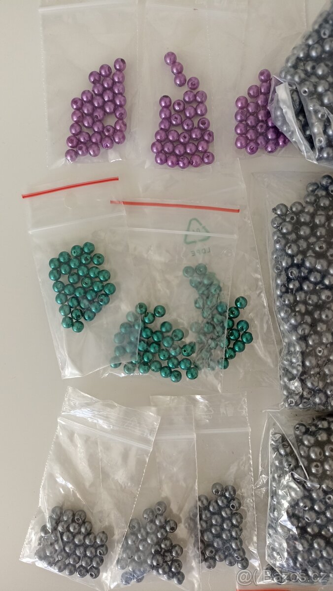 Plastové voskové perly, pr. 5 mm, 3 barvy, 530 g - 4