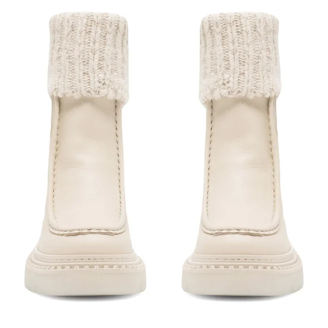 ♥️ Dámské kotníkové boty / polokozačky kožené béžové Badura - 4