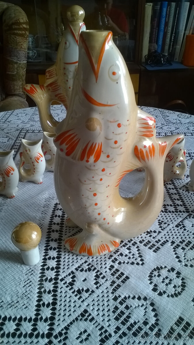 Keramická karafa s panáky - 4