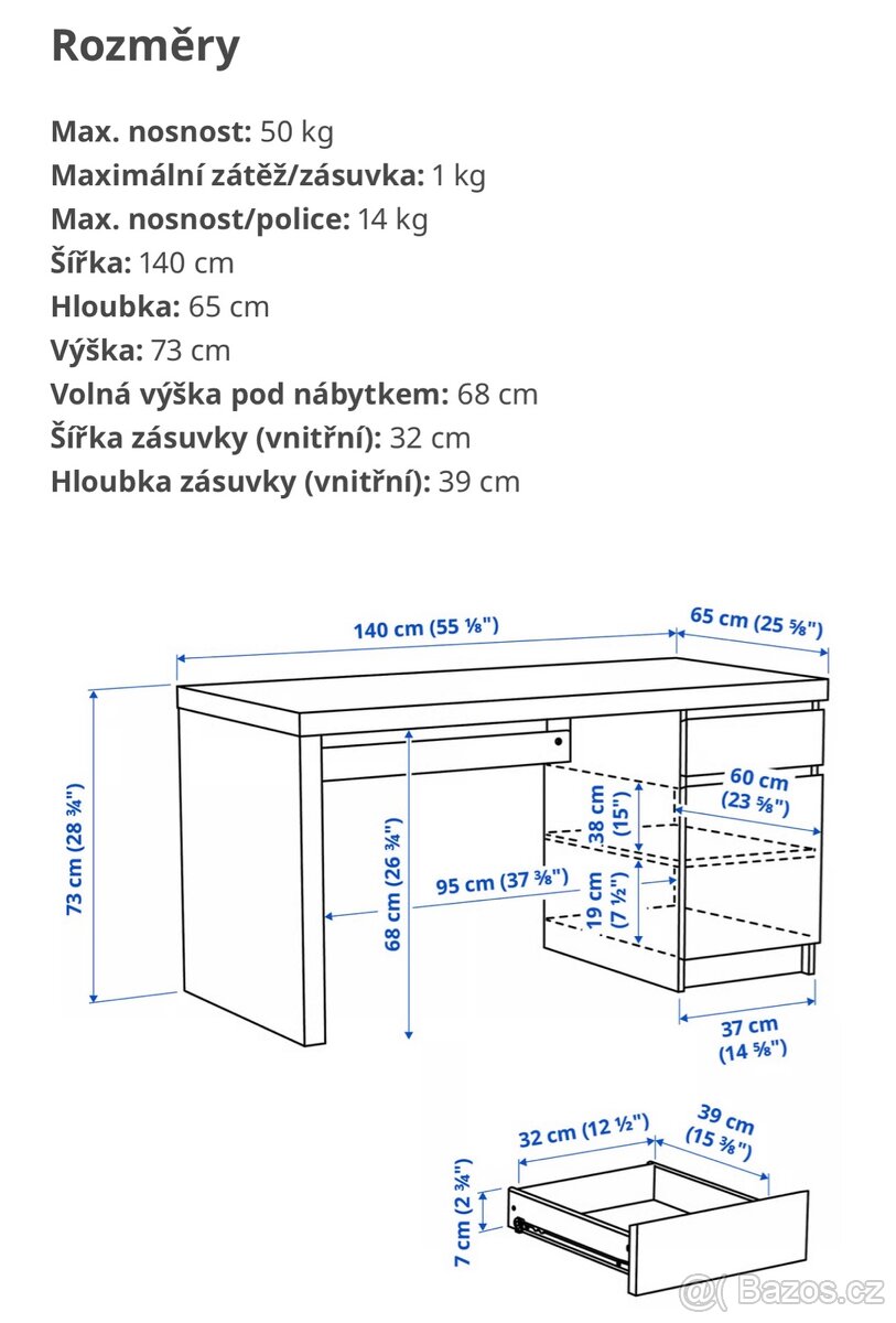 Psací stůl MALM IKEA - 4