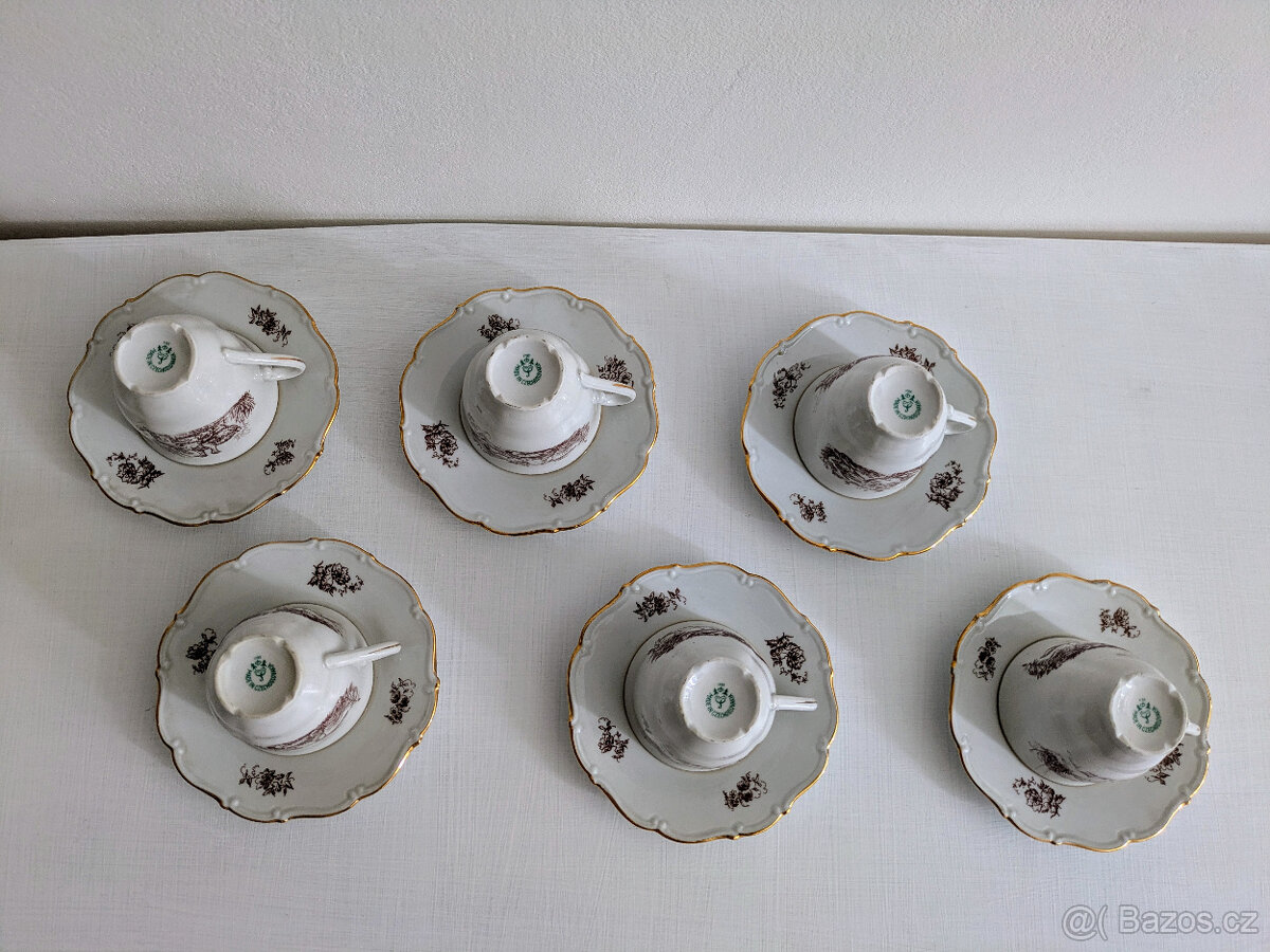 Porcelánová sada 6 šálků s podšálky (Horní Slavkov) - 4
