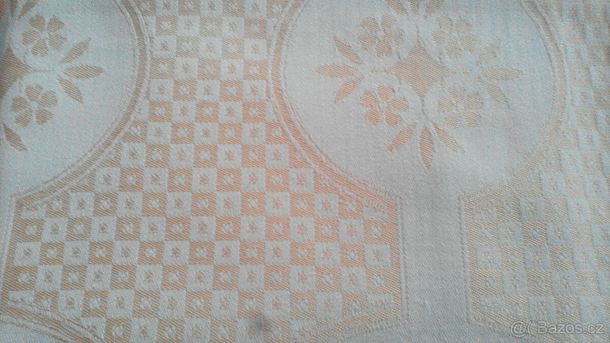 Vintage : malé ubrusy-damašek, krajka - 4