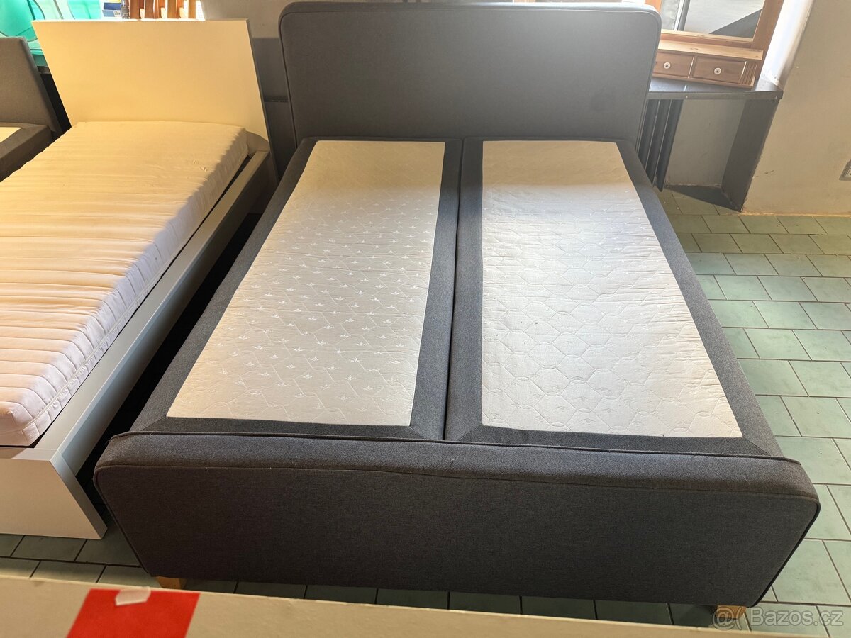 Hezká šedá postel-letiště boxspring s úlo.160x200 - 4