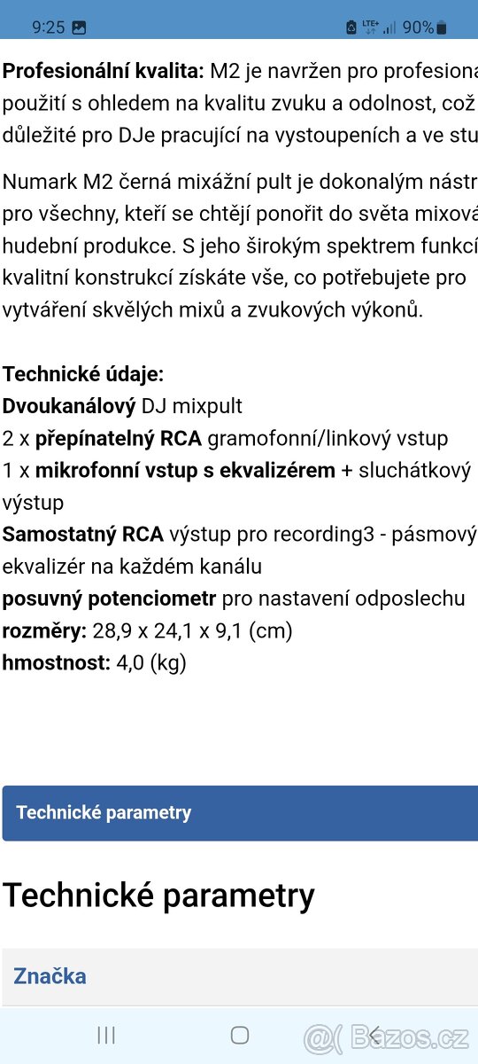 Mixážní pult zn.Numark M2 - 4
