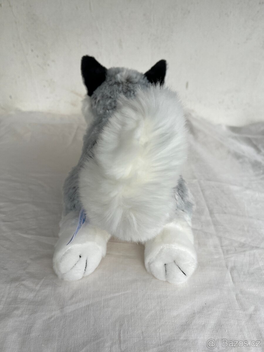 Plyšový pejsek husky ležící - 4
