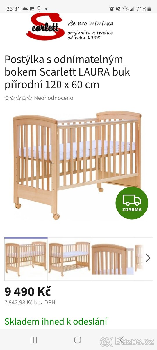 Dětská postýlka Scarlett Laura buk 120 x 60 cm - 4