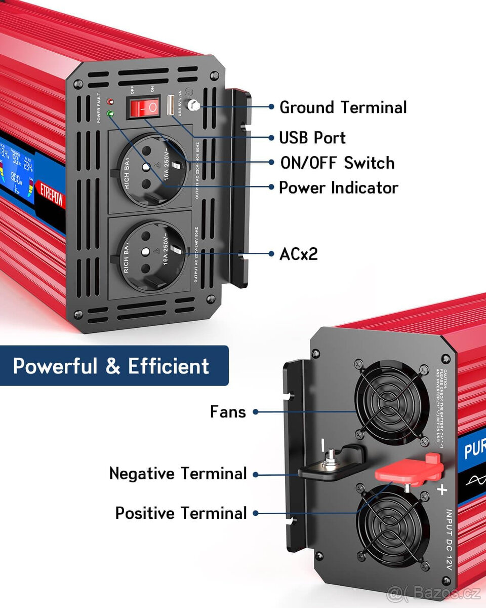 Nový střídač měnič napětí 3000w/6000w - 4