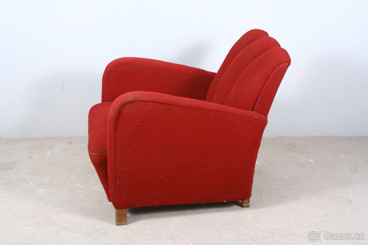 Červené solitérní Křeslo / ARTDECO - 4