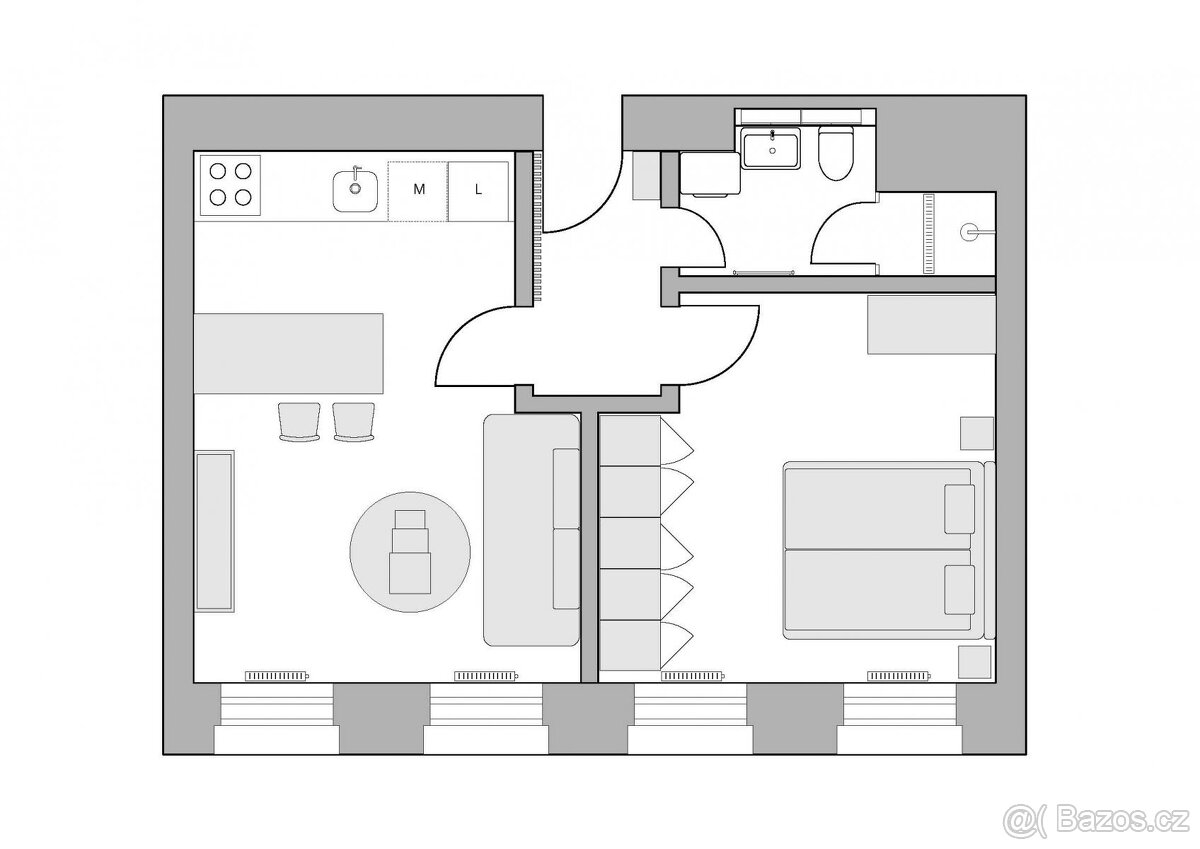 Pronájem moderního a vybaveného bytu 2+kk 44m2 v 2NP s výta - 4