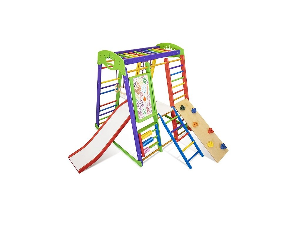 Domácí dřevěné dětské hřiště a lezecký rám, lezecké sítě - 4