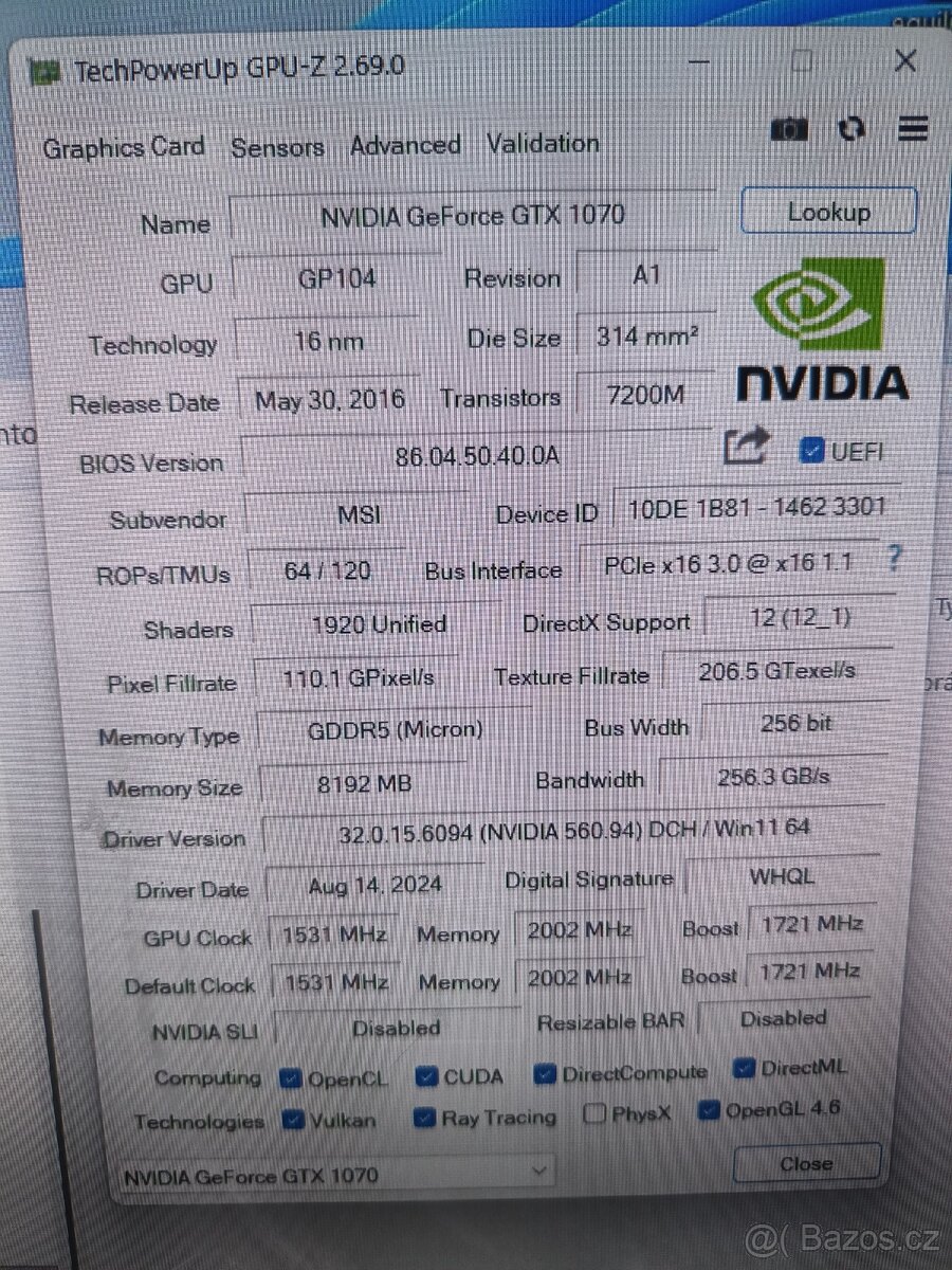 MSI GeForce GTX 1070 8GB - 4