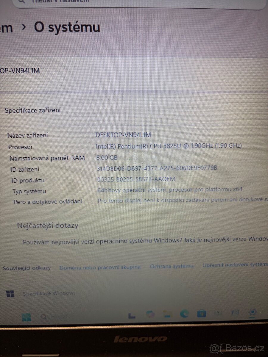 Lenovo B50-80 s nabíječkou Intel Pentium CPU 3825U 1,90GHz R - 4