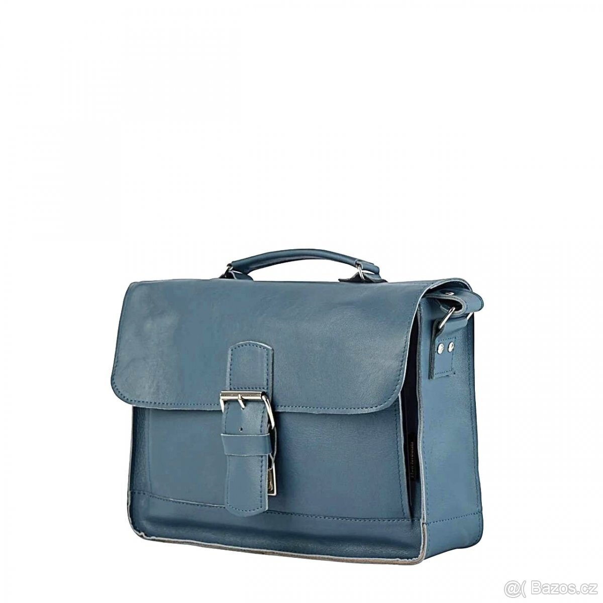 Kožená kabelka - modrošedá - NOVÁ - 4