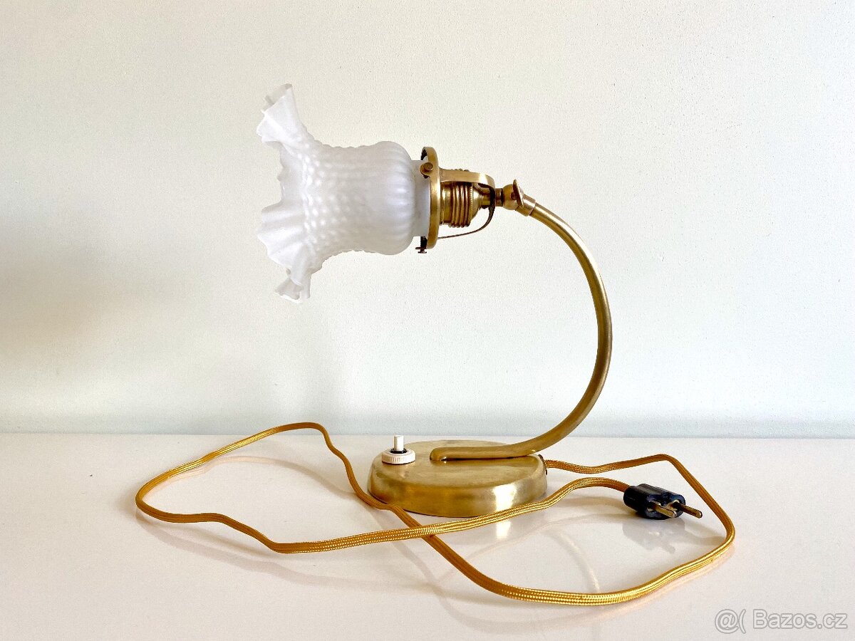 Starožitná mosazná stolní lampa lampička Art Deko - 4