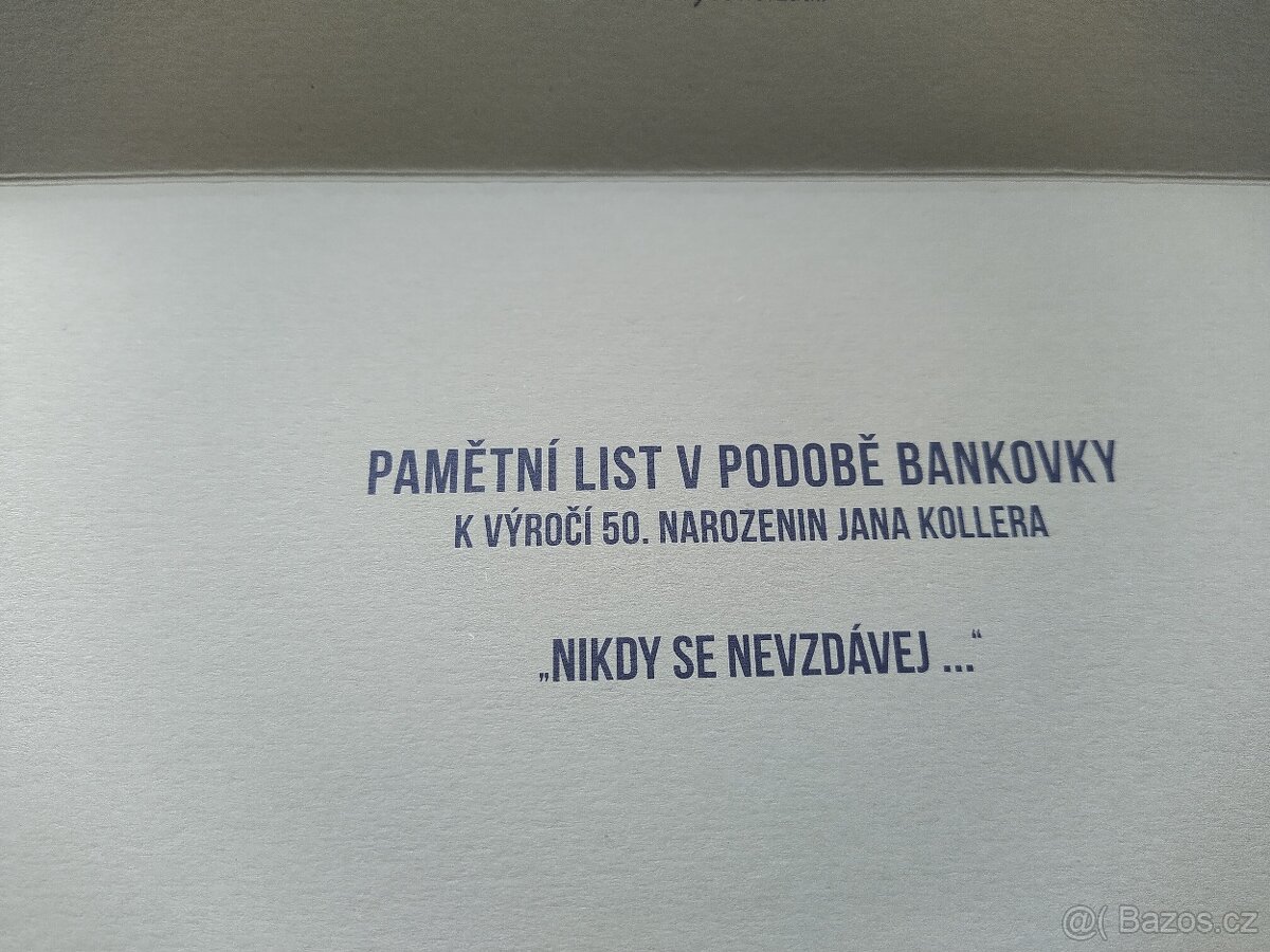 Pamětní list, bankovka Jan Koller - 4