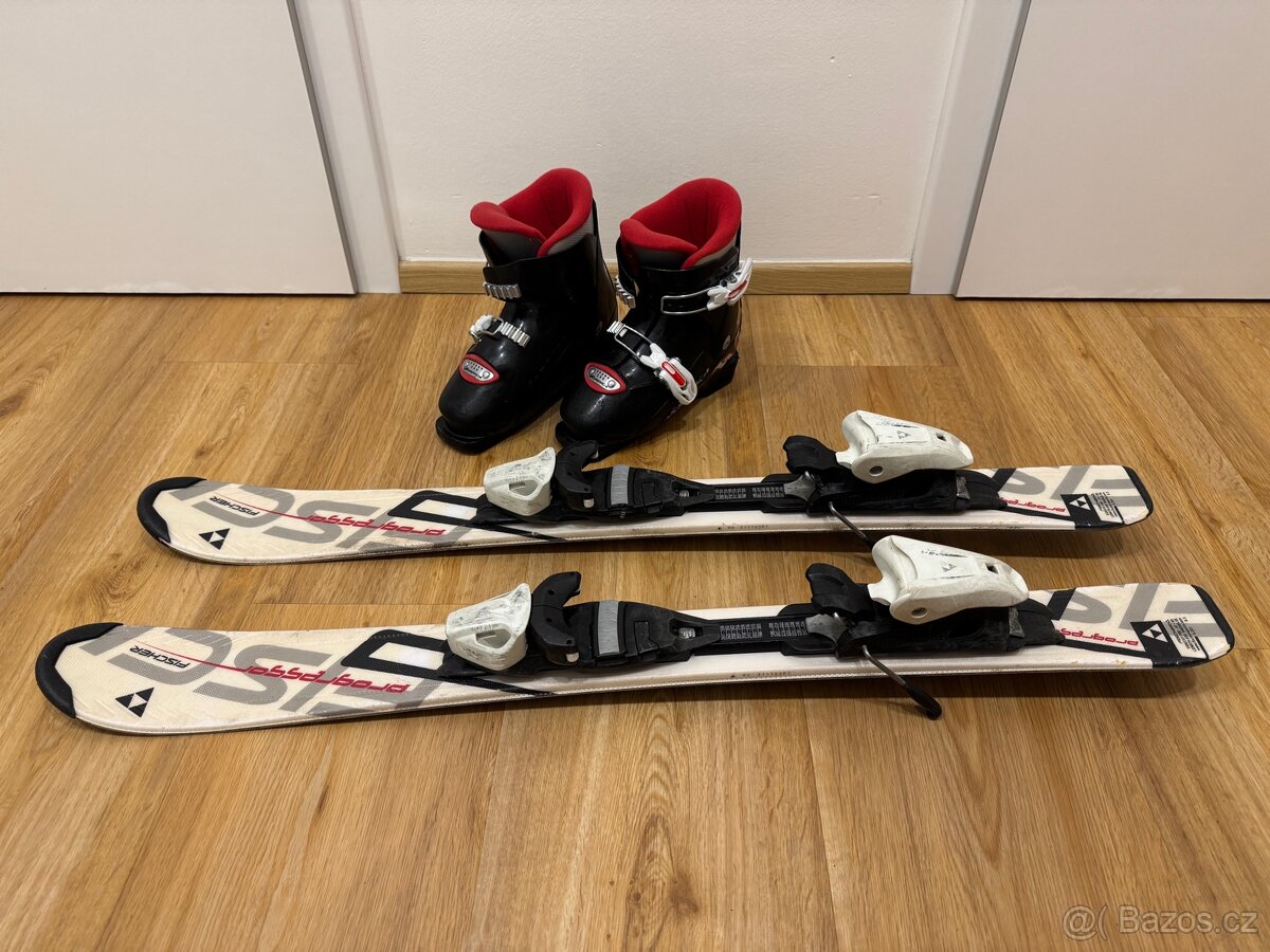 Dětské lyže Fischer 90 cm a lyžáky - 4