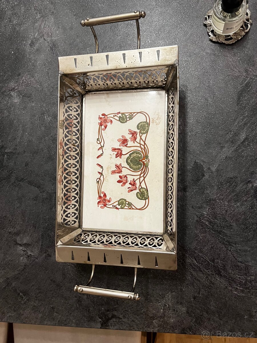 Vintage kovový podnos (antikvariát) - 4